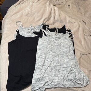 Women's Black and Gray Tank Tops